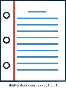 A sheet of lined paper with three holes on the left and a red margin, ready for writing notes or assignments.