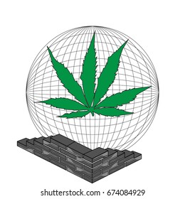 A sheet of marijuana all over the world, a spherical sphere