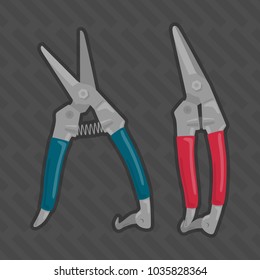 sheet metal cutting shears open and close vector illustration