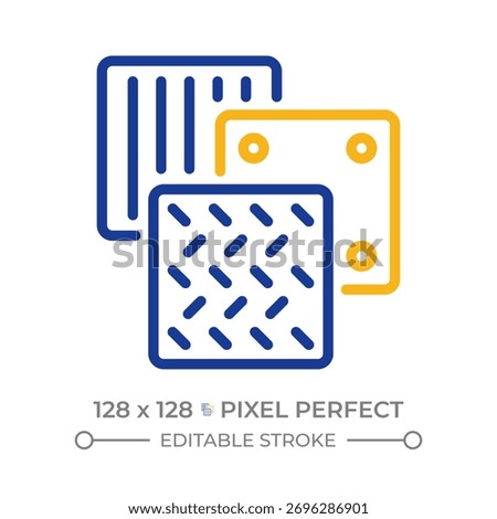 Sheet metal two color line icon. Iron plates, metalwork. Production, manufacturing. Stainless steel bicolor outline symbol. Duotone linear pictogram. Isolated illustration. Editable stroke