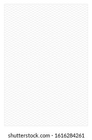 Sheet of monochrome isometric lines on a white background. Perfect for sketches planner, notebook, school, print. A4 sheet proportion.