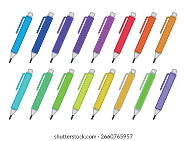 Folha de ícones de lápis mecânico multicolorido