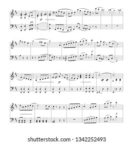 Sheet music background with musical notes. Vector illustration, EPS 10