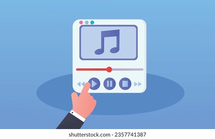 sheet music in the cloud in a browser window.on blue background.Vector Design Illustration.