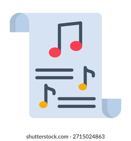 Icono de la hoja de música Ilustración vectorial de estilo plano