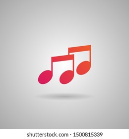 Sheet music Icon in trendy flat style. Isolated on grey background with orange and purple gradient material. Musical Note symbol for your mobile concept, web site design, app, UI.  Vector illustration