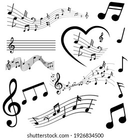 Sheet music icon vector set. solfeggio illustration sign collection. orchestra symbol.