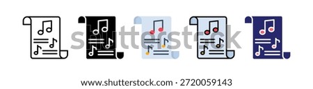 Sheet Music Multiple Style Icon Set Collection..