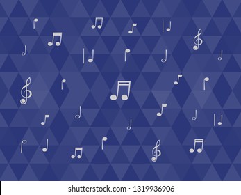 sheet music on a blue background with rhombus. Treble clef, do, re, mi, FA, Sol, La