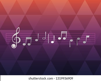 sheet music on the stave  on a color background with rhombus. Treble clef, do, re, mi, FA, Sol, La