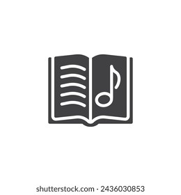 Sheet music vector icon. filled flat sign for mobile concept and web design. Music Notebook glyph icon. Symbol, logo illustration. Vector graphics