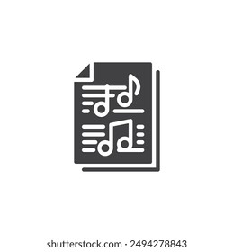 Noten-Vektorgrafik-Ikone. Gefülltes flaches Schild für mobiles Konzept und Webdesign. Symbol für das Symbol "Noten". Symbol, Logo-Darstellung. Vektorgrafik-Grafiken