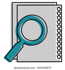 sheet of notebook with magnifying glass