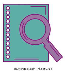 sheet of notebook with magnifying glass