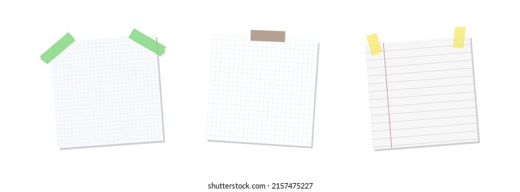 
A sheet from a notebook on tape. Vector illustration
