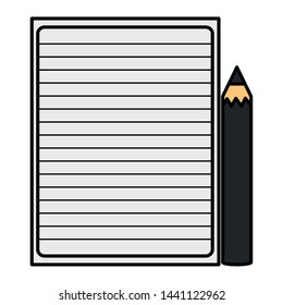 sheet of notebook paper and black color pencil