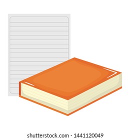 sheet of notebook paper with book