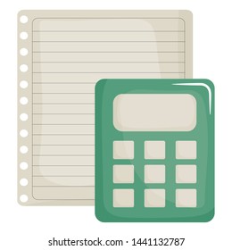 sheet of notebook paper with calculator
