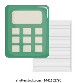 sheet of notebook paper with calculator