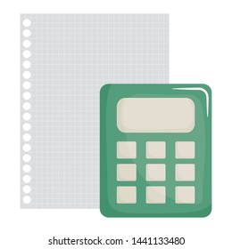 sheet of notebook paper with calculator