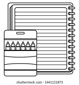 sheet of notebook paper with colors pencils