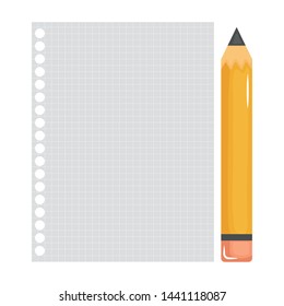 sheet of notebook paper with pencil