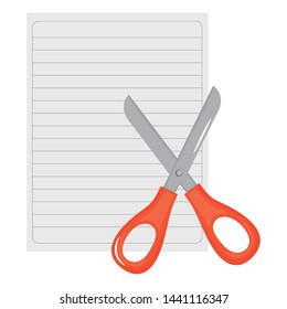 sheet of notebook paper with scissors