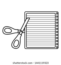 sheet of notebook paper with scissors