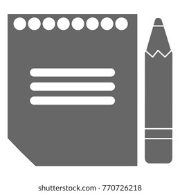 sheet of notebook with pencil icon