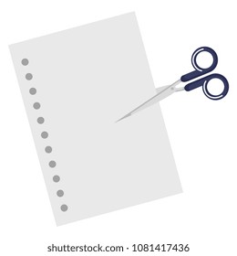 sheet of notebook school with scissor