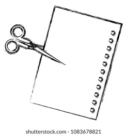sheet of notebook school with scissor