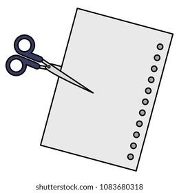 sheet of notebook school with scissor