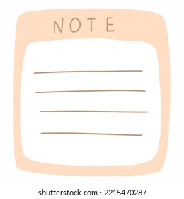 Sheet of notepad for notes. Space for text. Piece of paper.