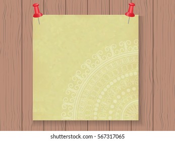 sheet for notes in vintage style on wood background