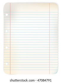 Sheet of old grunge lined (originally white) paper (vector illustration)