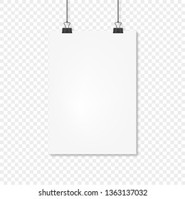 sheet on clothespin with shadow on transparent background