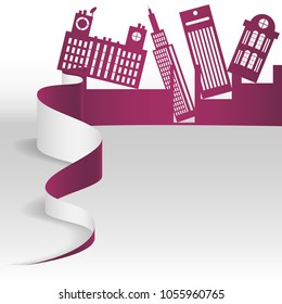 Sheet paper art of city. Vector illustration design. purple color.
