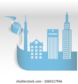 Sheet paper art of city. Vector illustration design.
