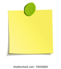 Sheet of paper attached by sticky plasticine like a reminder note. Isolated vector design element