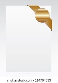 Sheet of paper with the award. Vector