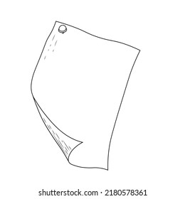 a sheet of paper with a bent corner. blank white piece of writing stationery in cartoon style.