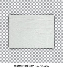 Sheet of paper with crumpled effect on a trasparent background