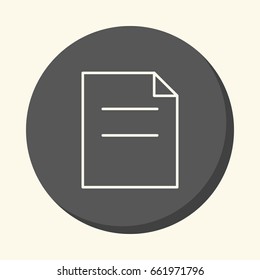 A sheet of paper with a curved corner and two lines of text, a vector circular line icon with an illusion of volume, a simple color change
