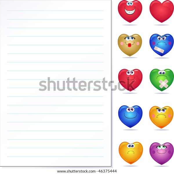 Sheet Paper Customizable Number Hearts Expressive Stock Vector (Royalty ...