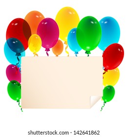 sheet of paper decorated with balloons