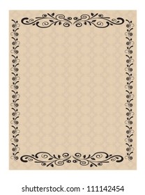 sheet of paper decorated with ornaments and curled lines