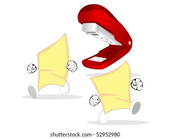 Sheet of paper escaping from a stapler