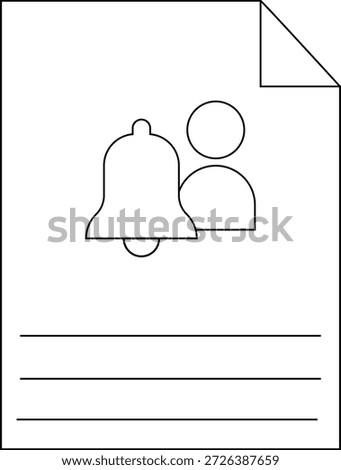 Sheet of paper featuring an icon with a bell and human figure plus three horizontal lines