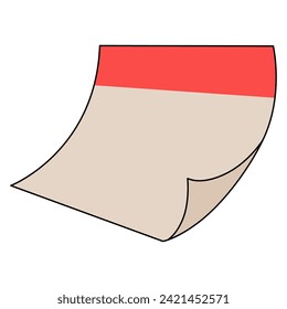 sheet of paper with folded corner.  vector illustration in cartoon style