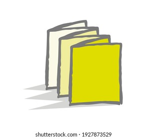 A sheet of paper formed into an accordion. 6-card leaflet. Freehand drawing